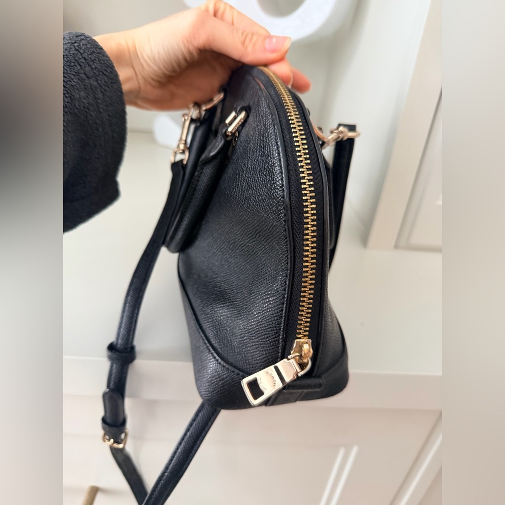 Coach Black Saffiano Leather Dome Satchel with Gold Hardware - Picture 12 of 16